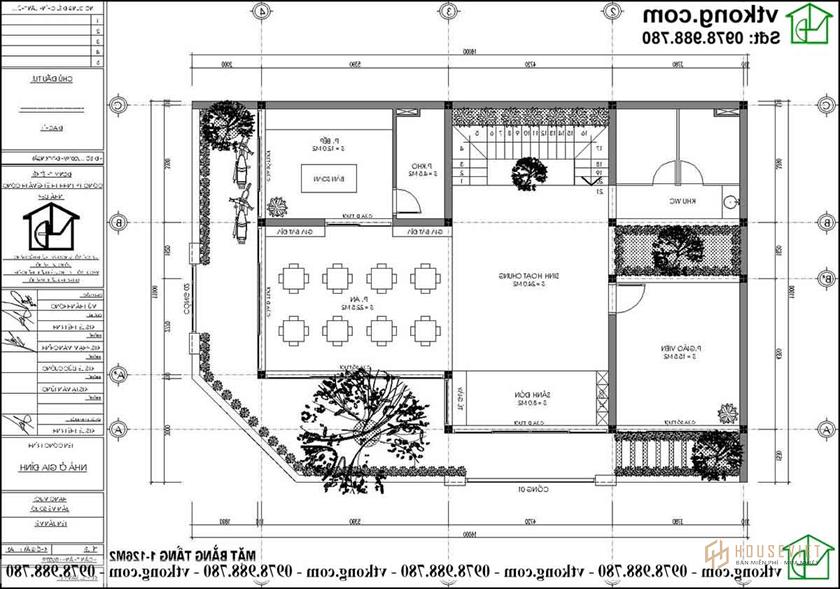 Mẫu Thiết Kế Biệt Thự 3 Tầng Mái Bằng 10x14m Tại Bắc Ninh Bt3t021