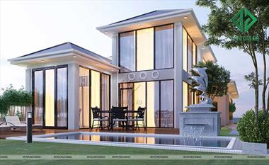 Mẫu thiết kế biệt thự 2 tầng mái ngói phong cách hiện đại - BT18