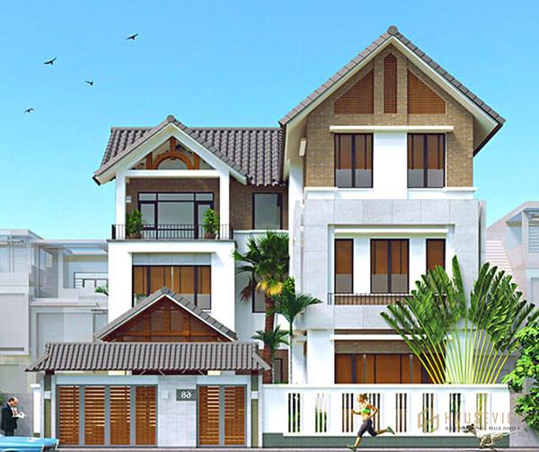 Mẫu thiết kế nhà 3 tầng đẹp với cách bố trí cảnh quan và lựa chọn màu sơn ngoại thất