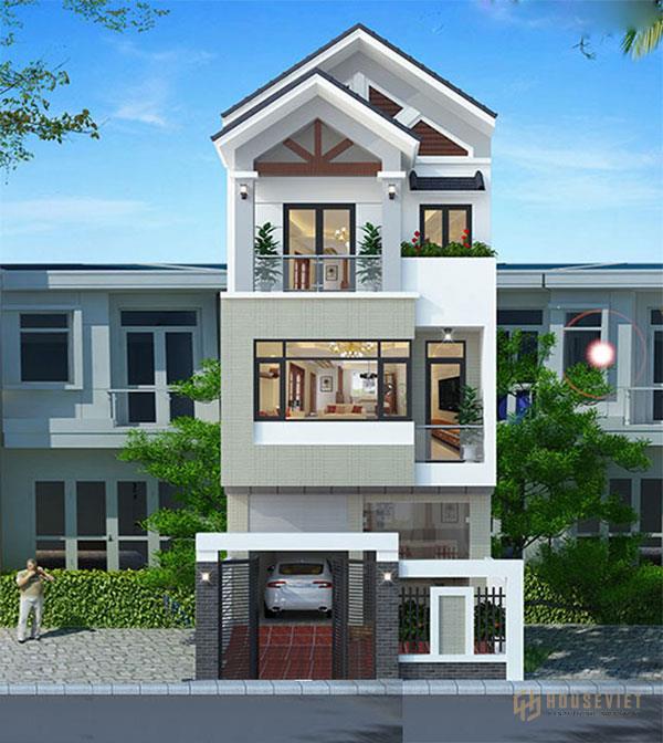 Mẫu nhà 3 tầng có gara ô tô đầy đủ tiện nghi phục vụ nhu cầu sinh hoạt
