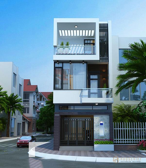 Xây nhà 3 tầng với lan can kính hiện đại giúp ngôi nhà có tầm nhìn thoáng rộng