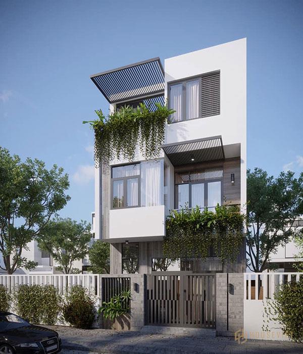 Mẫu thiết kế nhà 3 tầng chắc chắn đi kèm với cách bố trí cây xanh thiên nhiên