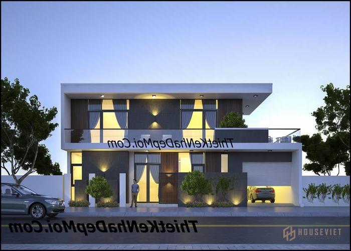 Mẫu nhà 2 tầng mái bằng đẹp hiện đại 2021