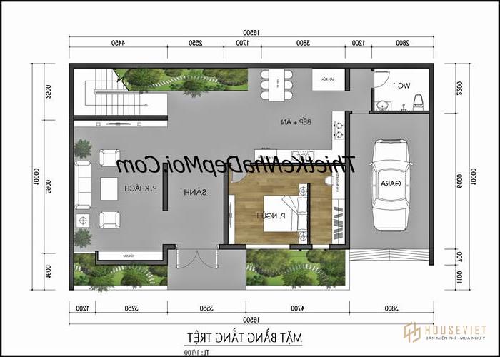 Mẫu nhà hẹp có gara 2 tầng