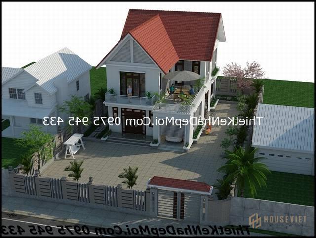 Mẫu nhà 2 tầng 4 phòng ngủ 8x13m có gara