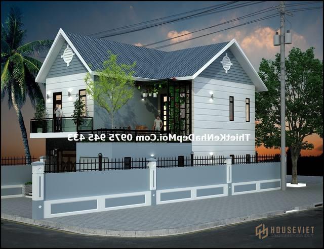 Hình ảnh nhà 8m có gara diện tích dưới 100m2 chi phí 1.3 tỷ thiết kế theo phong thủy cho người mệnh Mộc, Thủy, Kim