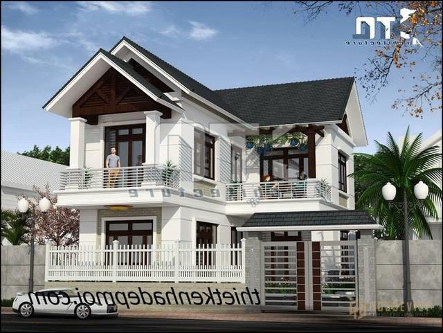 mau nha biet thu dep 2 tang chu l 90m2 mai thai hien dai