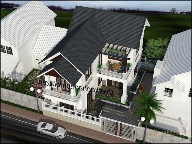 mau nha biet thu mini 2 tang hinh chu l 90m2 mai thai