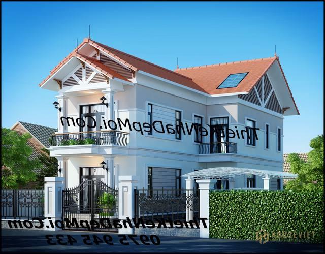 Mẫu nhà 1 trệt 1 lầu mái ngói đẹp