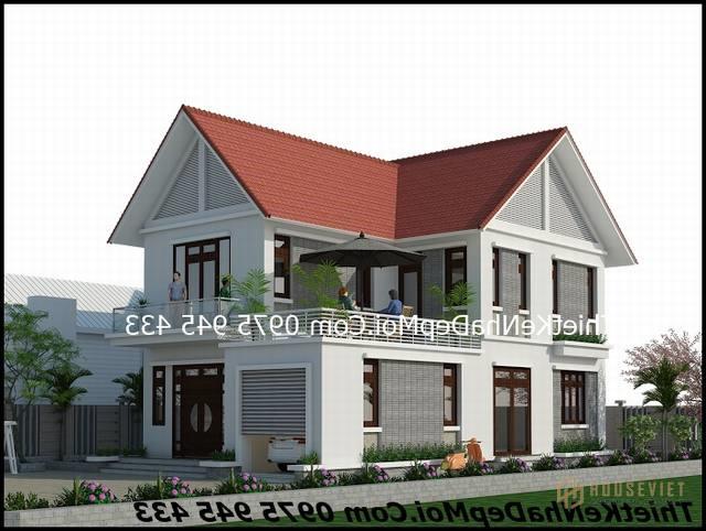 8 bản vẽ xây nhà ngang 8m có gara 1 bên 2 tầng mái thái đơn giản 2022