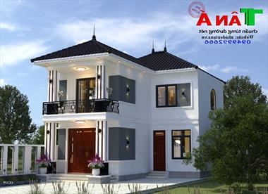 Mẫu nhà chữ L 2 tầng mặt tiền 8m tham khảo CC139