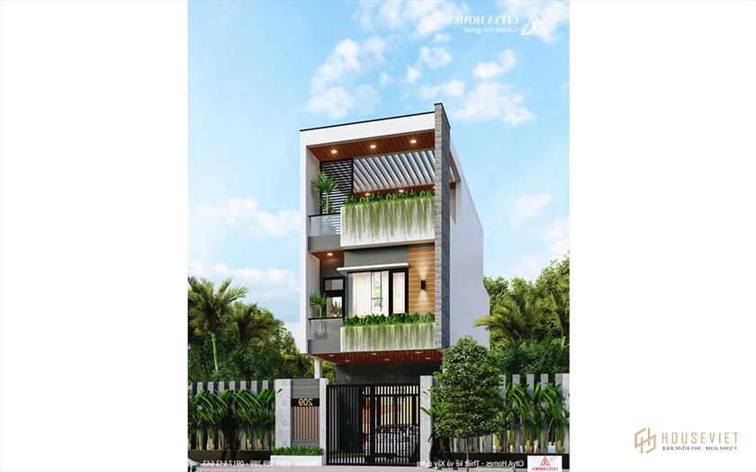 Mẫu nhà mặt tiền 2,5 tầng đẹp
