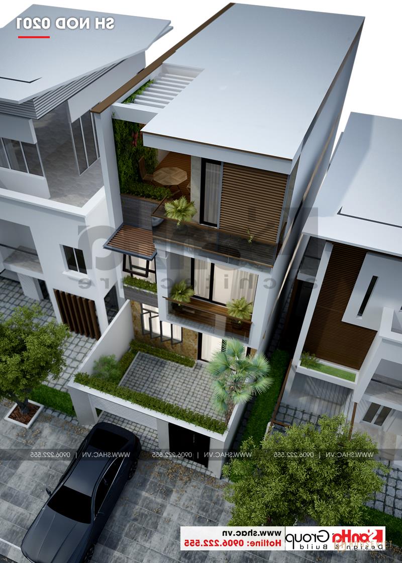 Mẫu nhà ống 3 tầng đẹp hiện đại diện tích 6,2x12,5m tại Bắc Ninh - SH NOD 0201 17 Kiến trúc ngoại thất bắt mắt của nhà ống hiện đại 3 tầng 6,2x12,5m