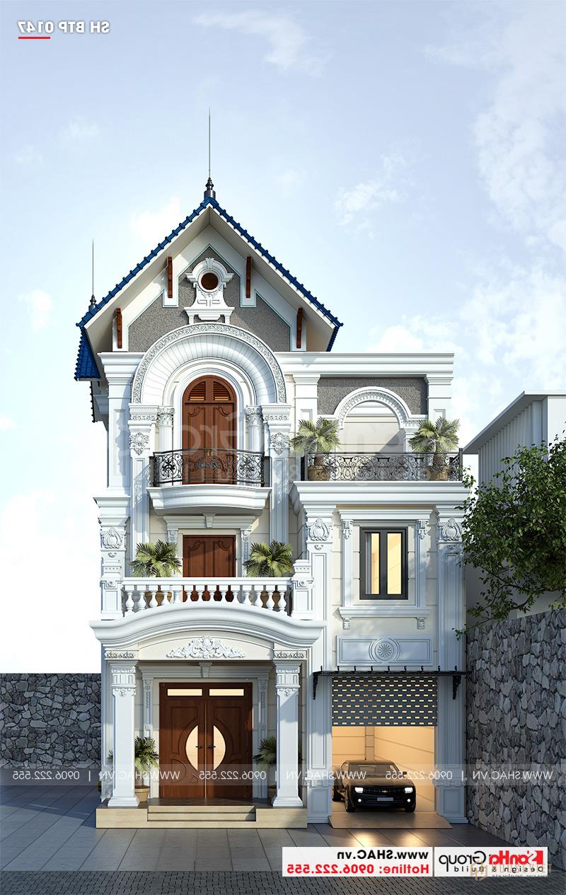 Nhà phố 3 tầng mặt tiền 12m rộng 180m2 - SH BTP 0147 2 Phối cảnh kiến trúc ngôi biệt thự 3 tầng tân cổ điển sang trọng và tinh tế tại Ninh Bình