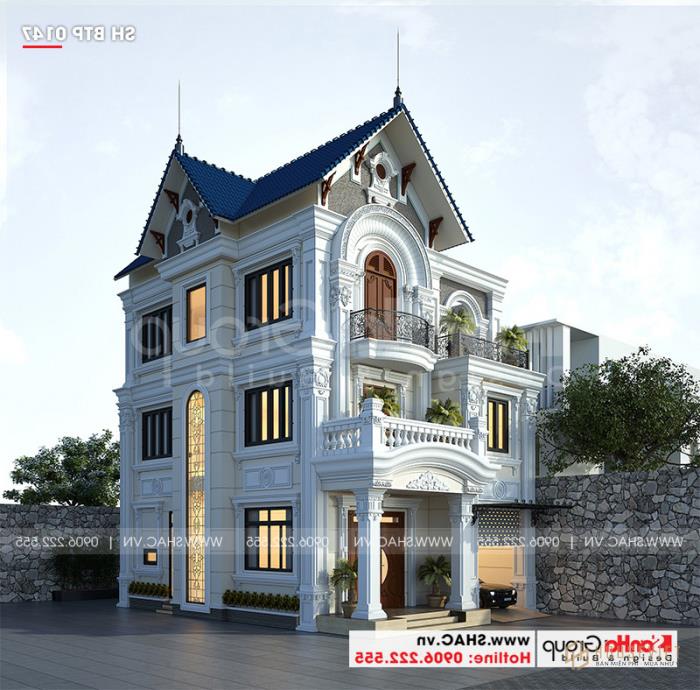 Nhà phố 3 tầng mặt tiền 12m rộng 180m2 - SH BTP 0147 3 Cùng chiêm ngưỡng kiến trúc biệt thự tân cổ điển 3 tầng được thiết kế tinh tế đến từng chi tiết
