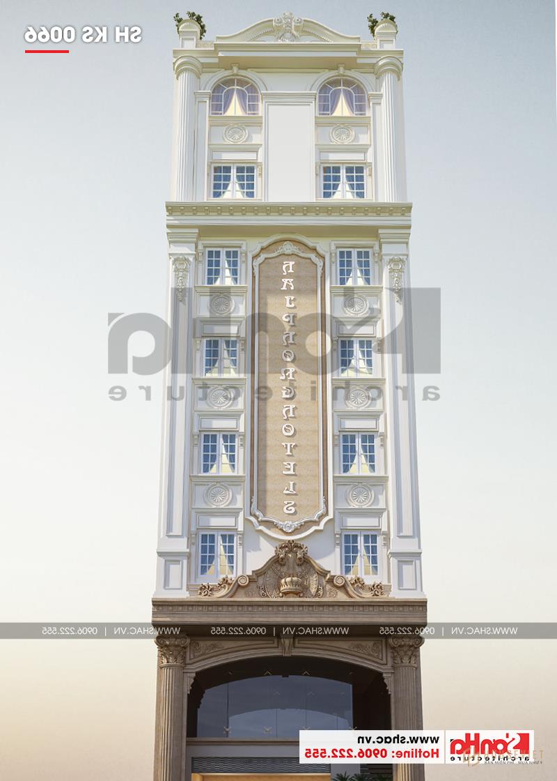 Mẫu cho thuê căn hộ khách sạn tân cổ điển tiêu chuẩn 3 sao tại Hải Phòng - SH KS 0066 20 Công trình khách sạn mặt tiền rộng 8m được các KTS Sơn Hà khéo léo thiết kế với phong cách tân cổ điển trang nhã và ấn tượng.