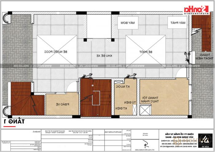 Mẫu cho thuê căn hộ khách sạn tân cổ điển tiêu chuẩn 3 sao tại Hải Phòng - SH KS 0066 21 Bản vẽ chi tiết mặt bằng công năng tầng 1 khách sạn kết hợp căn hộ cho thuê tiêu chuẩn 3 sao tại Hải Phòng