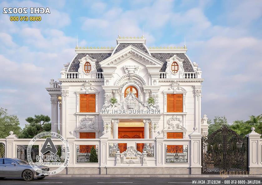 Không gian mặt tiền của biệt thự 2 tầng 1 tum đẹp tân cổ điển Không gian mặt tiền của biệt thự 2 tầng 1 tum đẹp tân cổ điển