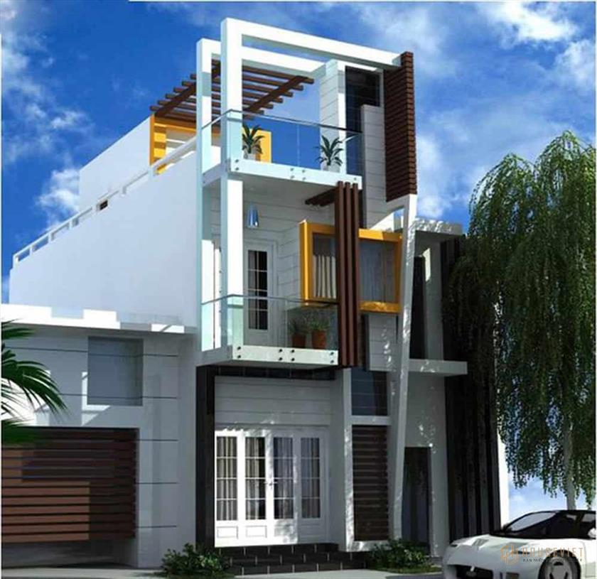 Thiết kế nhà ống 2 tầng trẻ trung và phá cách bản vẽ thiết kế nhà ống 2 tầng 1 tum