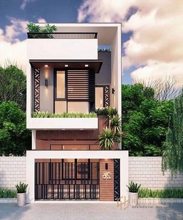 Mẫu nhà ống mềm mại và trang nhã theo phong cách hiện đại bản vẽ thiết kế nhà ống 2 tầng 1 tum