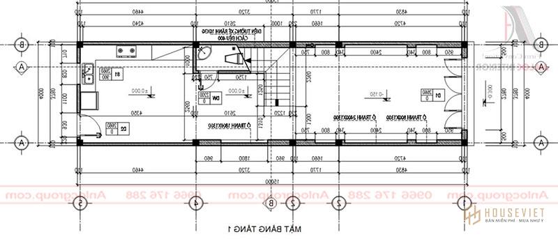 Mặt bằng tầng 1 hài hòa với cách bố trí nội thất hợp lý