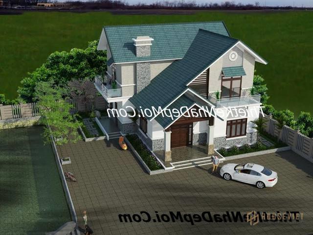 Mẫu nhà vườn 2 tầng mái thái ở nông thôn 120m2
