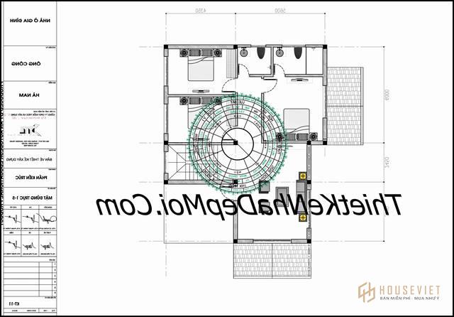 Bản vẽ nhà 2 tầng 5 phòng ngủ ở nông thôn