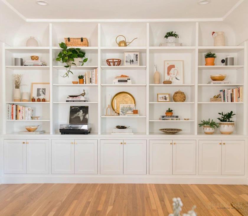 Chất liệu của thiết kế tủ âm tường phòng khách quyết định đến giá thành sản phẩm