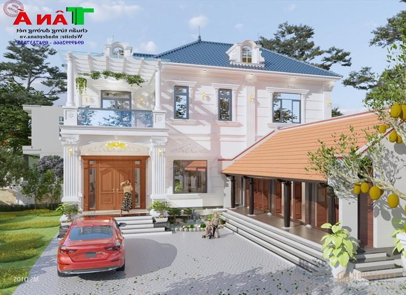 Mẫu nhà kết hợp nhà gỗ siêu đẹp tại Quỳnh Lưu - Nghệ An (D105)