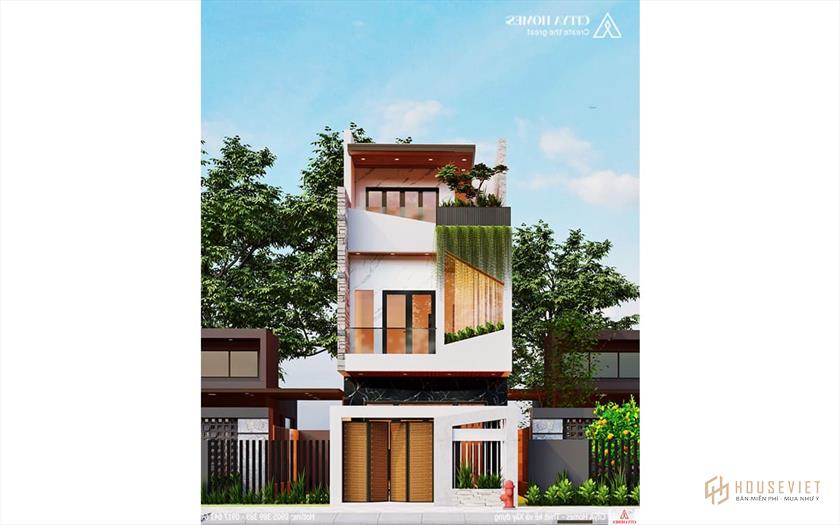 Mặt tiền mẫu nhà phố 2 tầng 1 tum HOT nhất 2021