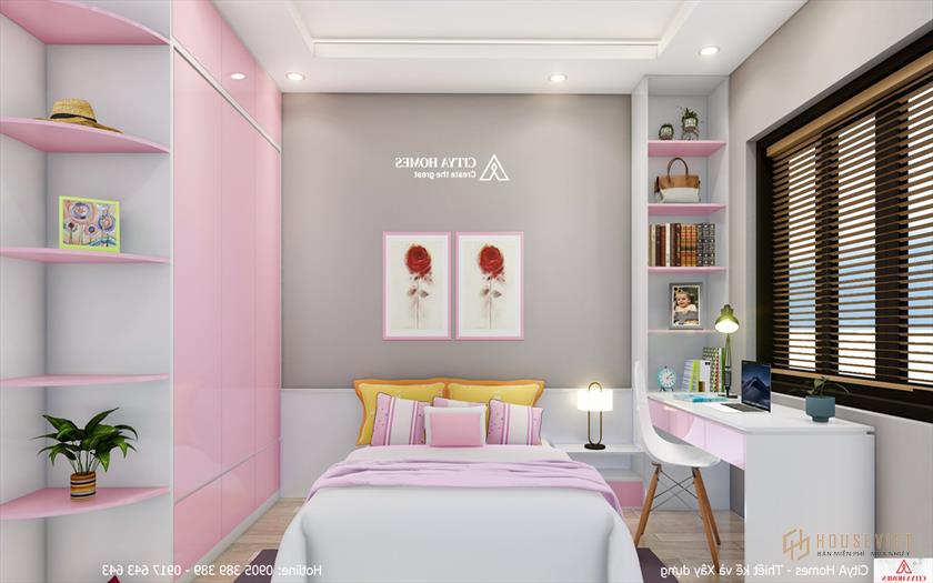 Phòng ngủ dễ thương cho bé gái