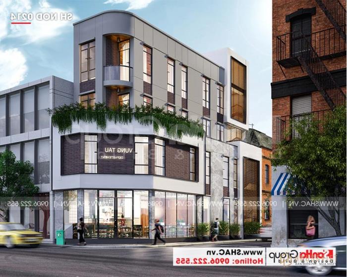 Mẫu nhà phố kinh doanh kết hợp căn hộ hiện đại cho thuê 5,4m x 19,1m tại Vũng Tàu - SH NOD 0214 13 Mặt tiền nhà phố 4 tầng hiện đại ấn tượng với những chi tiết đơn giản, màu sắc hài hòa
