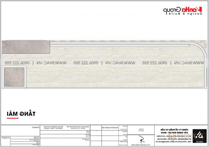 Mẫu nhà phố kinh doanh kết hợp căn hộ hiện đại cho thuê 5,4m x 19,1m tại Vũng Tàu - SH NOD 0214 18 Mặt bằng công năng tầng mái nhà ống kết hợp kinh doanh và căn hộ cho thuê tại Vũng Tàu