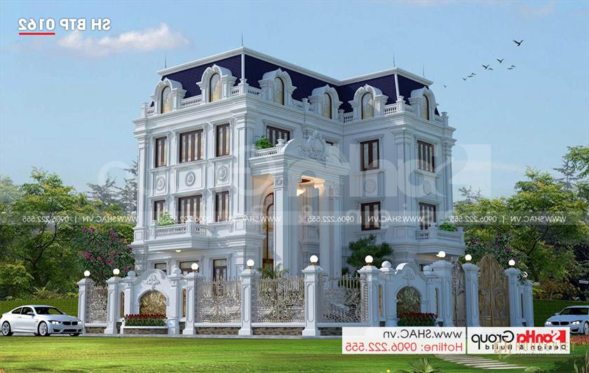 Biệt thự tân cổ điển 3 tầng rộng 300m2 có gara sân cổng đẹp – SH BTP 0162 2 Kiến trúc biệt thự tân cổ điển đẹp tại Hà Nội
