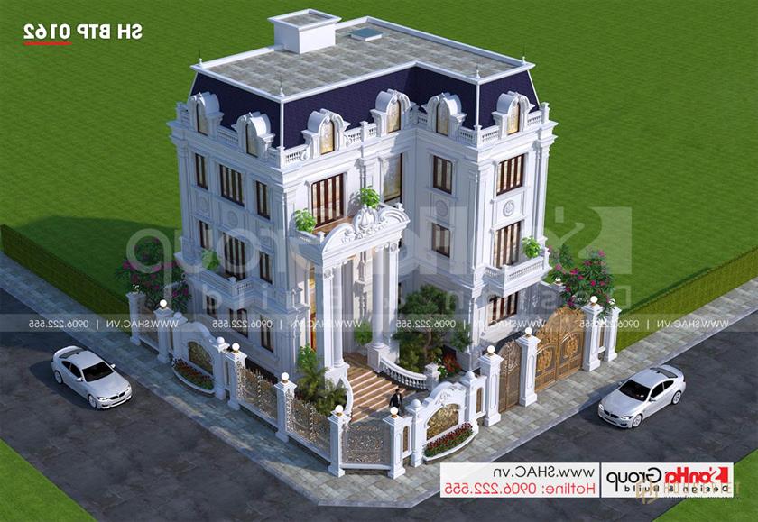 Biệt thự tân cổ điển 3 tầng rộng 300m2 có gara sân cổng đẹp – SH BTP 0162 4 Mặt tiền biệt thự tân cổ điển tại Hà Nội khi nhìn từ trên cao