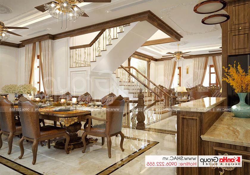 Biệt thự tân cổ điển 3 tầng rộng 300m2 có gara sân cổng đẹp – SH BTP 0162 17 Mẫu nội thất phòng bếp đẹp và sang trọng