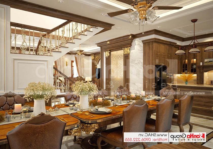 Biệt thự tân cổ điển 3 tầng rộng 300m2 có gara sân cổng đẹp – SH BTP 0162 19 Thiết kế nội thất phòng bếp tại Hà Nội