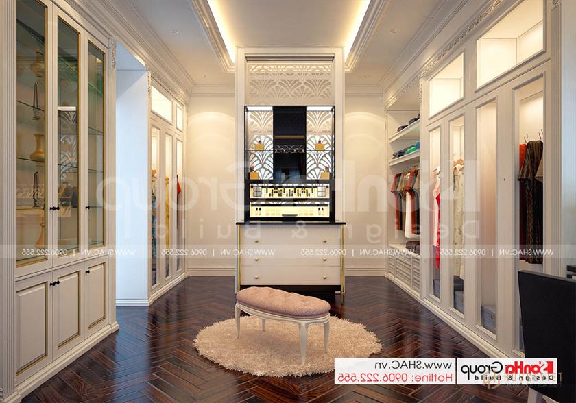Biệt thự tân cổ điển 3 tầng rộng 300m2 có gara sân cổng đẹp – SH BTP 0162 24 Mẫu nội thất phòng thay đồ VIP đẹp và sang trọng