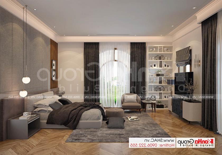 Biệt thự tân cổ điển 3 tầng rộng 300m2 có gara sân cổng đẹp – SH BTP 0162 27 Không gian sang trọng của phòng ngủ 2