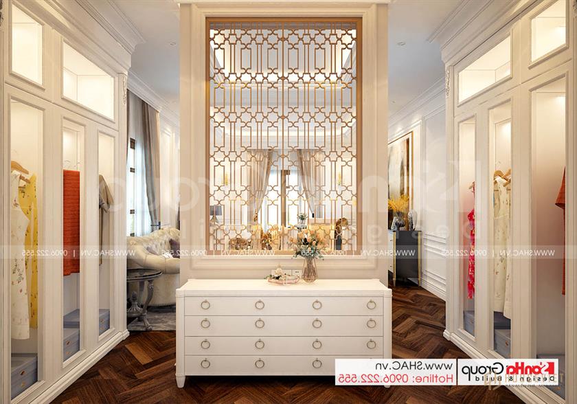 Biệt thự tân cổ điển 3 tầng rộng 300m2 có gara sân cổng đẹp – SH BTP 0162 33 Không gian nội thất thay đồ tại phòng ngủ 3 sang trọng tại Hà Nội