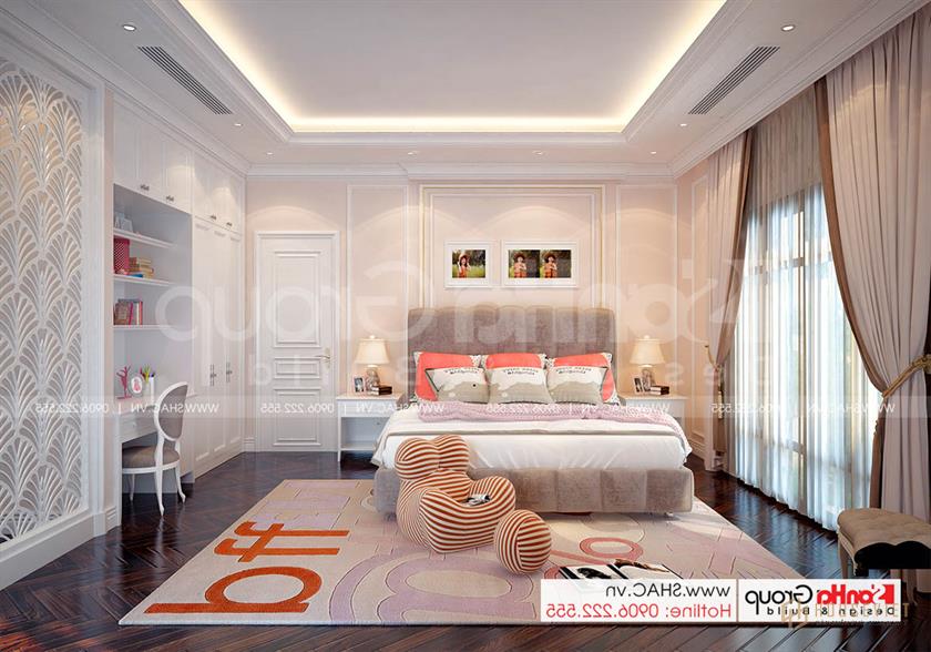 Biệt thự tân cổ điển 3 tầng rộng 300m2 có gara sân cổng đẹp – SH BTP 0162 34 Thiết kế phòng ngủ 4 đẹp và tiện nghi