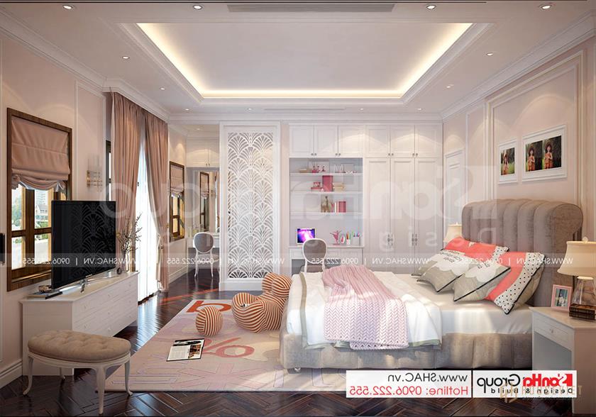 Biệt thự tân cổ điển 3 tầng rộng 300m2 có gara sân cổng đẹp – SH BTP 0162 35 Không gian sang trọng phòng ngủ 4 cho cháu gái gia chủ