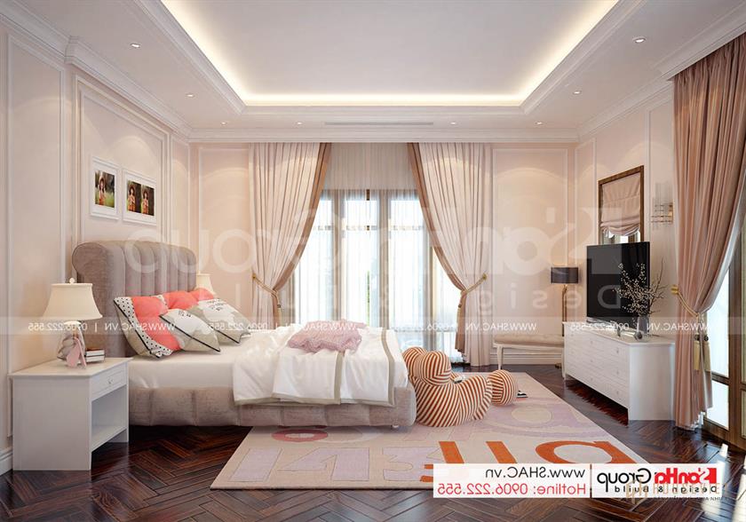Biệt thự tân cổ điển 3 tầng rộng 300m2 có gara sân cổng đẹp – SH BTP 0162 36 Trang trí nội thất đẹp phòng ngủ biệt thự tân cổ điển 3 tầng tại Hà Nội