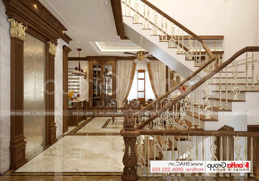 Biệt thự tân cổ điển 3 tầng rộng 300m2 có gara sân cổng đẹp – SH BTP 0162 37 Mẫu sảnh tầng 1 đẹp và sang trọng
