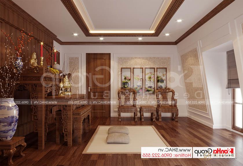 Biệt thự tân cổ điển 3 tầng rộng 300m2 có gara sân cổng đẹp – SH BTP 0162 38 Không gian phòng thờ tôn nghiêm và đậm tính truyền thống