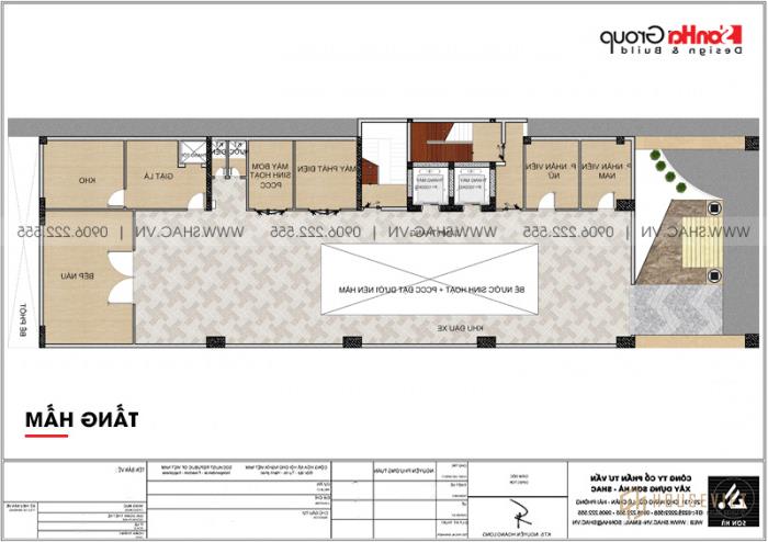 Mẫu thiết kế khách sạn 3 sao tân cổ điển 9 tầng tại Phú Quốc - SH KS 0068 28 Mặt bằng tầng hầm khách sạn 3 sao tân cổ điển 9 tầng tại Phú Quốc