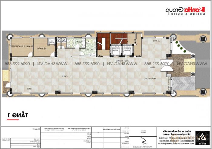 Mẫu thiết kế khách sạn 3 sao tân cổ điển 9 tầng tại Phú Quốc - SH KS 0068 29 Mặt bằng tầng 1 khách sạn 3 sao tân cổ điển 9 tầng tại Phú Quốc