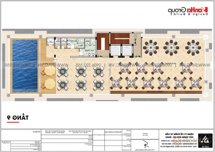 Mẫu thiết kế khách sạn 3 sao tân cổ điển 9 tầng tại Phú Quốc - SH KS 0068 32 Mặt bằng tầng 9 khách sạn 3 sao tân cổ điển 9 tầng tại Phú Quốc