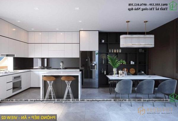 Thiết kế nội thất phòng bếp theo phong cách hiện đại cho nhà cấp 4 mái thái Thiết kế nội thất phòng bếp theo phong cách hiện đại cho nhà cấp 4 mái thái