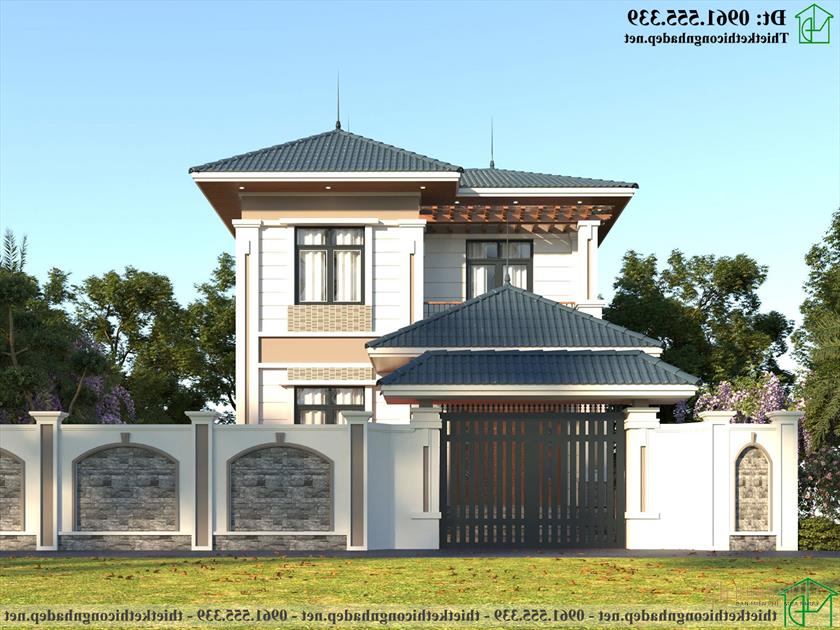 Mẫu thiết kế biệt thự 2 tầng mái thái 10x12m NDBT2T119 của Nhật Bản